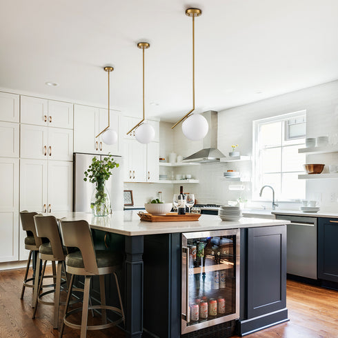Modern Mini Gold Pendant Light with Milk Glass Globe